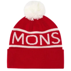 Mons Royale PomPom Beanie, Unisex Retro Red Os