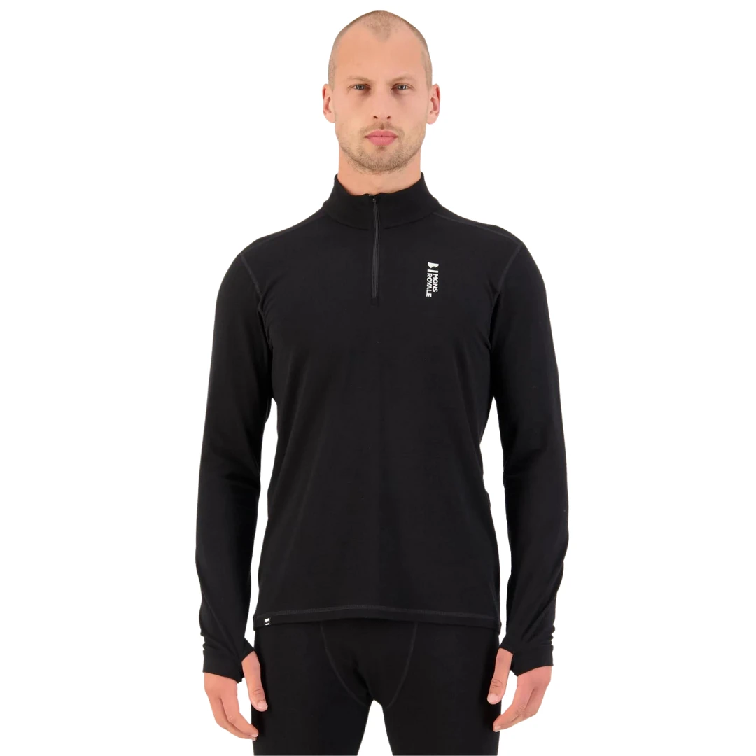 Mons Royale Heren Thermoshirt Cascade 1/4 Zipp Zwart Xxl 2 Mons Royale Heren Thermoshirt Cascade 1/4 Zipp Zwart Xxl - Afbeelding 2